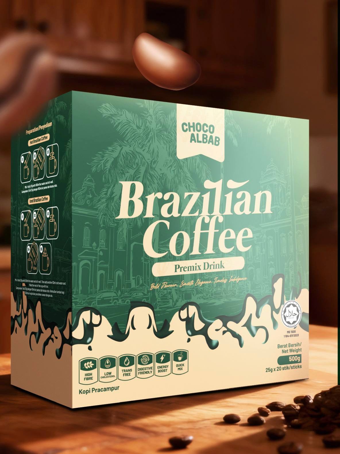 Brazilian Coffee Premix Drink - 20 Sachets l 500gram